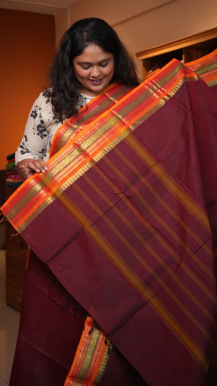 Kanchi Cotton Saree -01-09B-01-38 (OXBLOOD)
