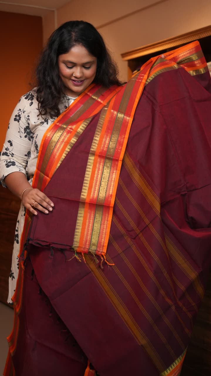 Kanchi Cotton Saree -01-09B-01-38 (OXBLOOD)