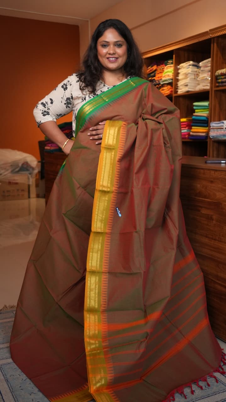 Kanchi Cotton Saree -01-03-01-27 (COYOTE BROWN)