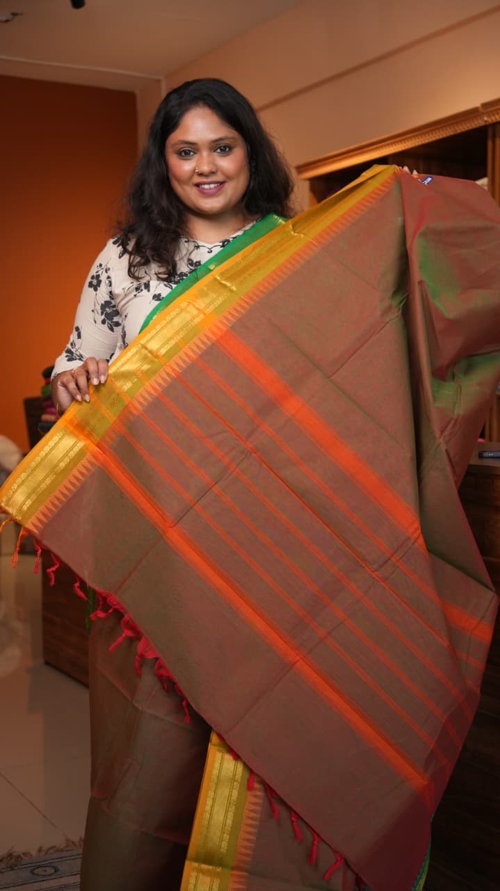 Kanchi Cotton Saree -01-03-01-27 (COYOTE BROWN)