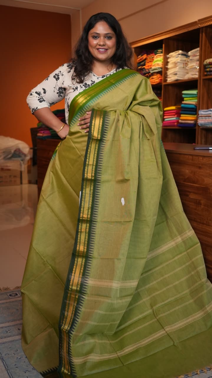 Kanchi Cotton Saree -01-03-01-16 (CELERY)