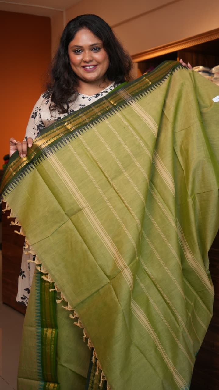 Kanchi Cotton Saree -01-03-01-16 (CELERY)