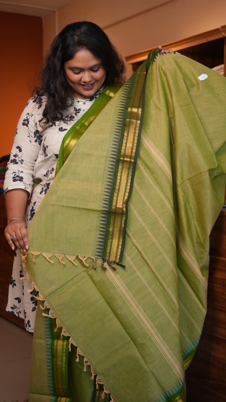 Kanchi Cotton Saree -01-03-01-16 (CELERY)