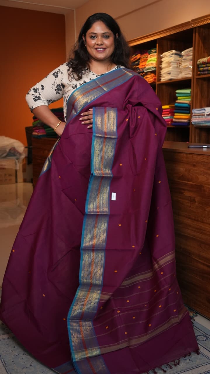 Kanchi Cotton Saree -01-03-03-10 (AMARANTH)
