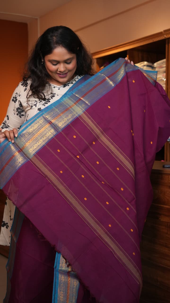 Kanchi Cotton Saree -01-03-03-10 (AMARANTH)