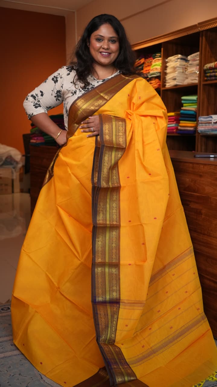 Kanchi Cotton Saree -01-03-03-07 (GAMBOGE)