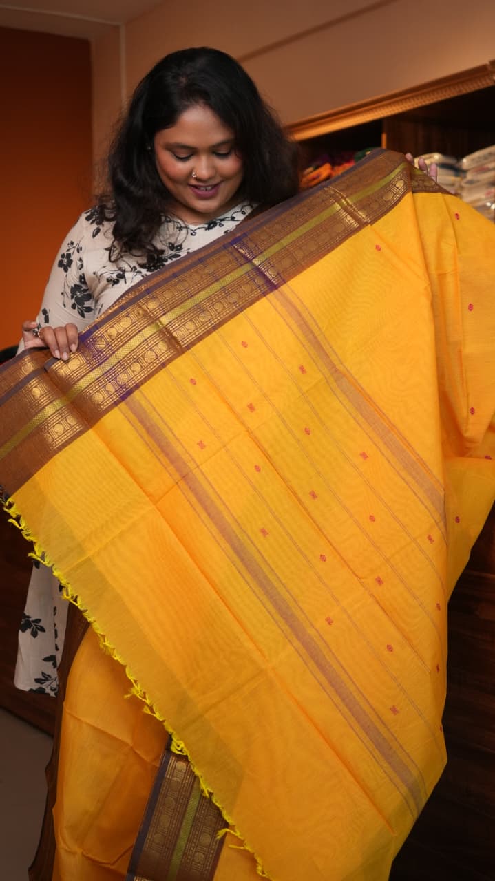 Kanchi Cotton Saree -01-03-03-07 (GAMBOGE)