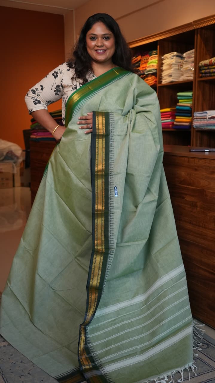 Kanchi Cotton Saree -01-03-01-19 (TEA GREEN)
