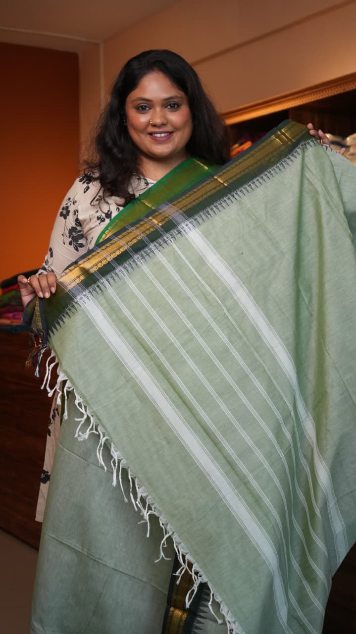 Kanchi Cotton Saree -01-03-01-19 (TEA GREEN)