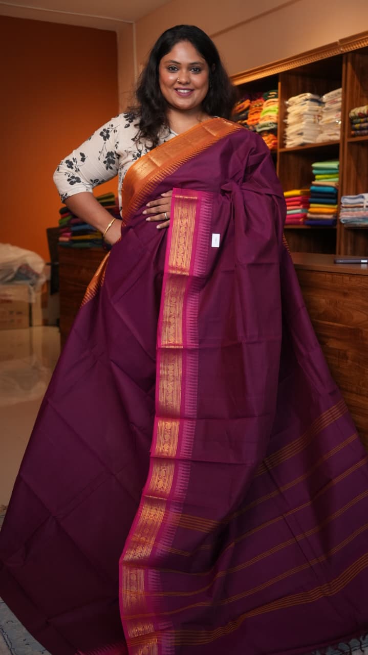 Kanchi Cotton Saree -01-09B-01-19 (TYRIAN PURPLE)