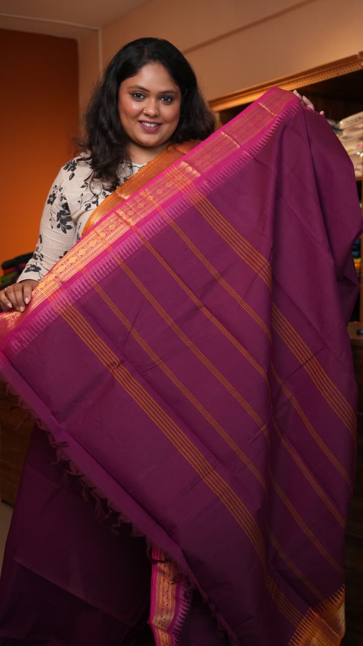 Kanchi Cotton Saree -01-09B-01-19 (TYRIAN PURPLE)