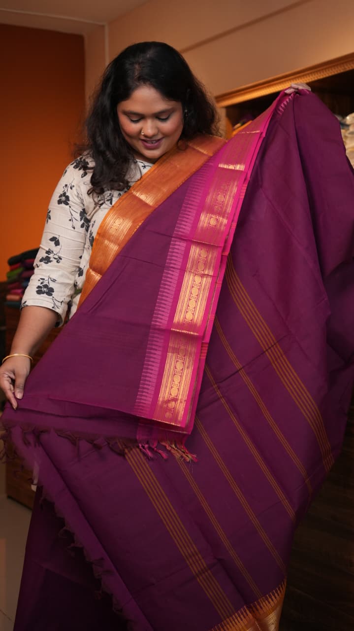 Kanchi Cotton Saree -01-09B-01-19 (TYRIAN PURPLE)
