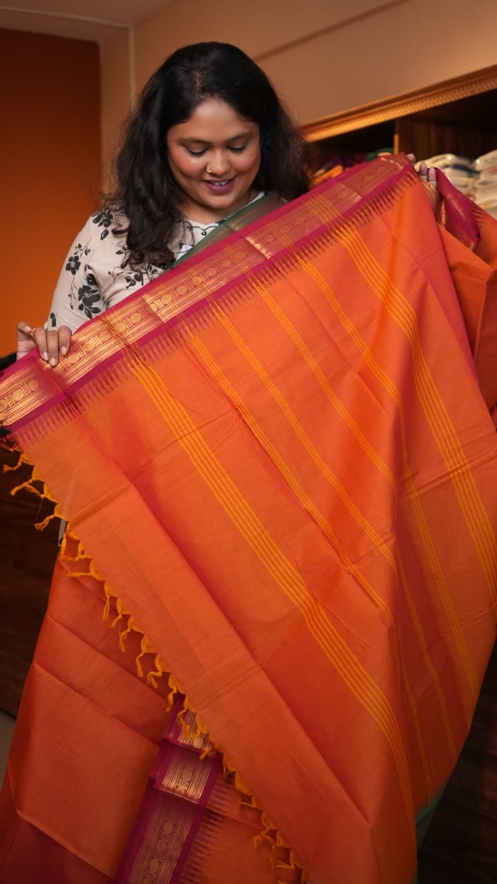 Kanchi Cotton Saree -01-09B-01-05 (PERSIMMON)