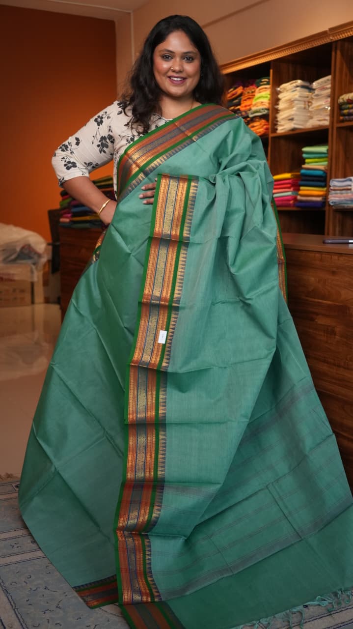 Kanchi Cotton Saree -01-03-01-08 (ICE GREEN)