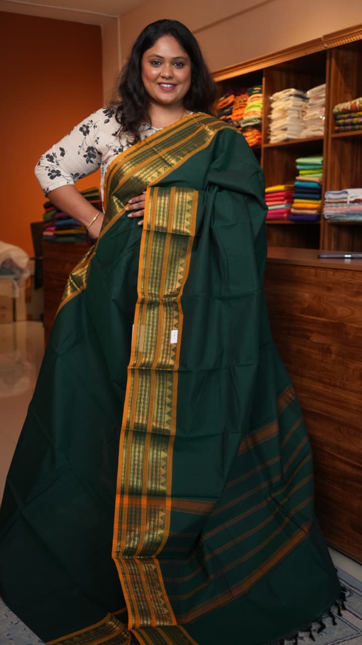 Kanchi Cotton Saree -01-03-01-22 (BRUNSWICK GREEN)