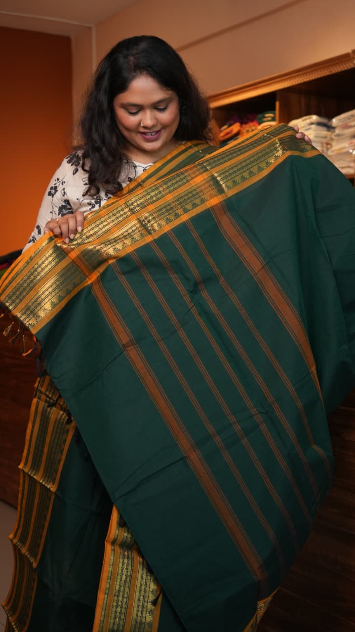 Kanchi Cotton Saree -01-03-01-22 (BRUNSWICK GREEN)