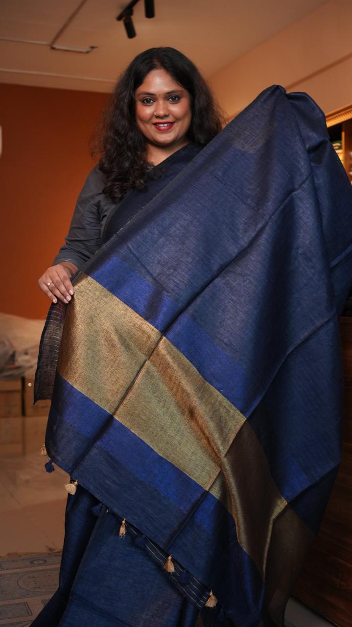 Bhagalpuri Linen with Sequins Pallu Saree -06-07-01-02 (ZAFFRE)