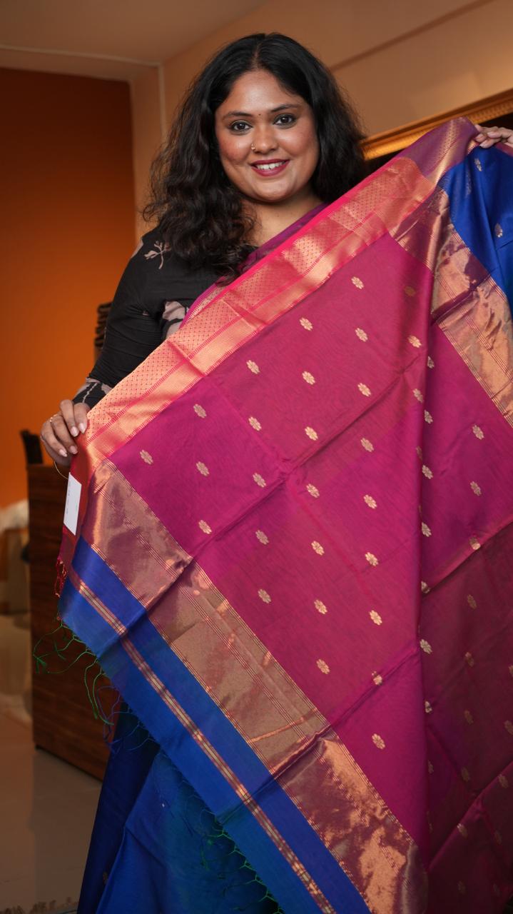 Maheshwari Big Border Shaded Bhutta Saree -05-08-01-05 (BUNDELKHAND)