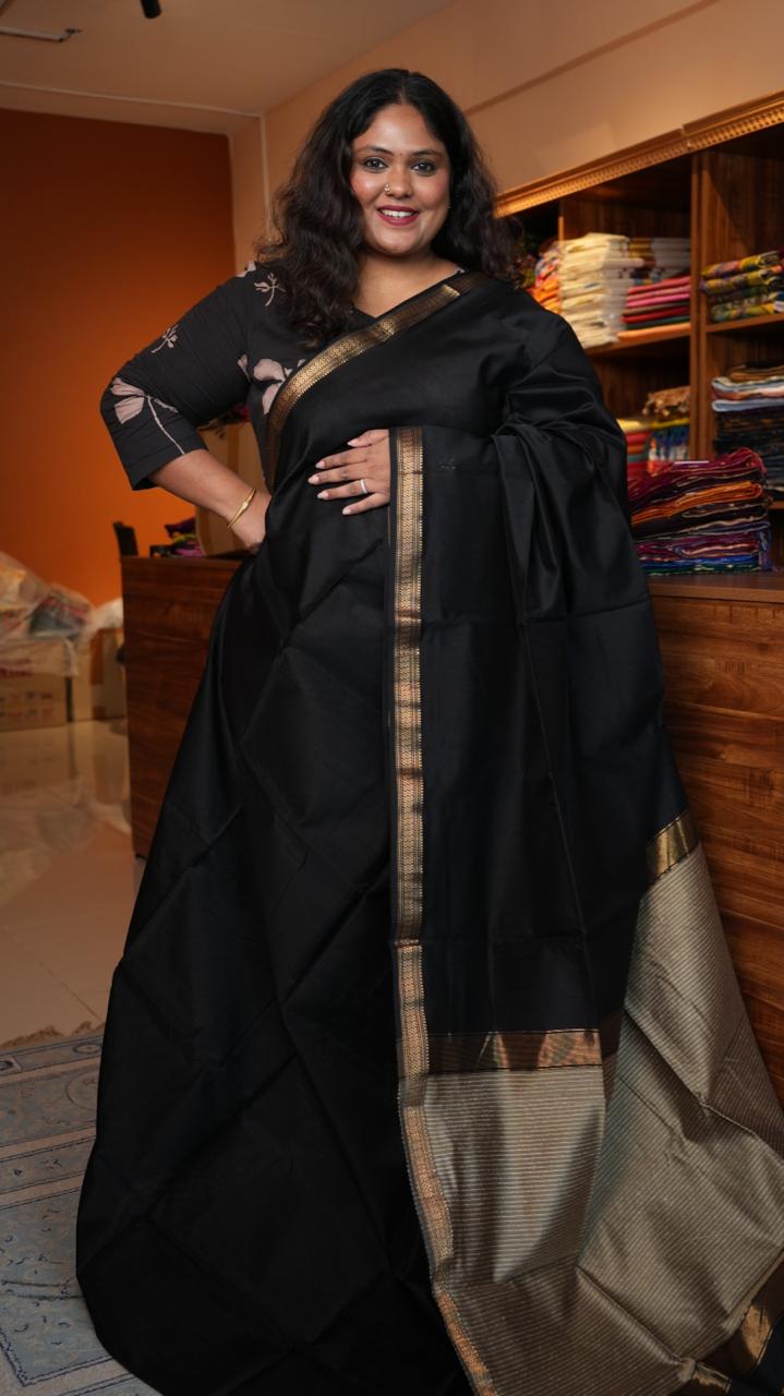 Maheshwari Small Border Jute Pallu Sarees -05-08-03-08 (JET)