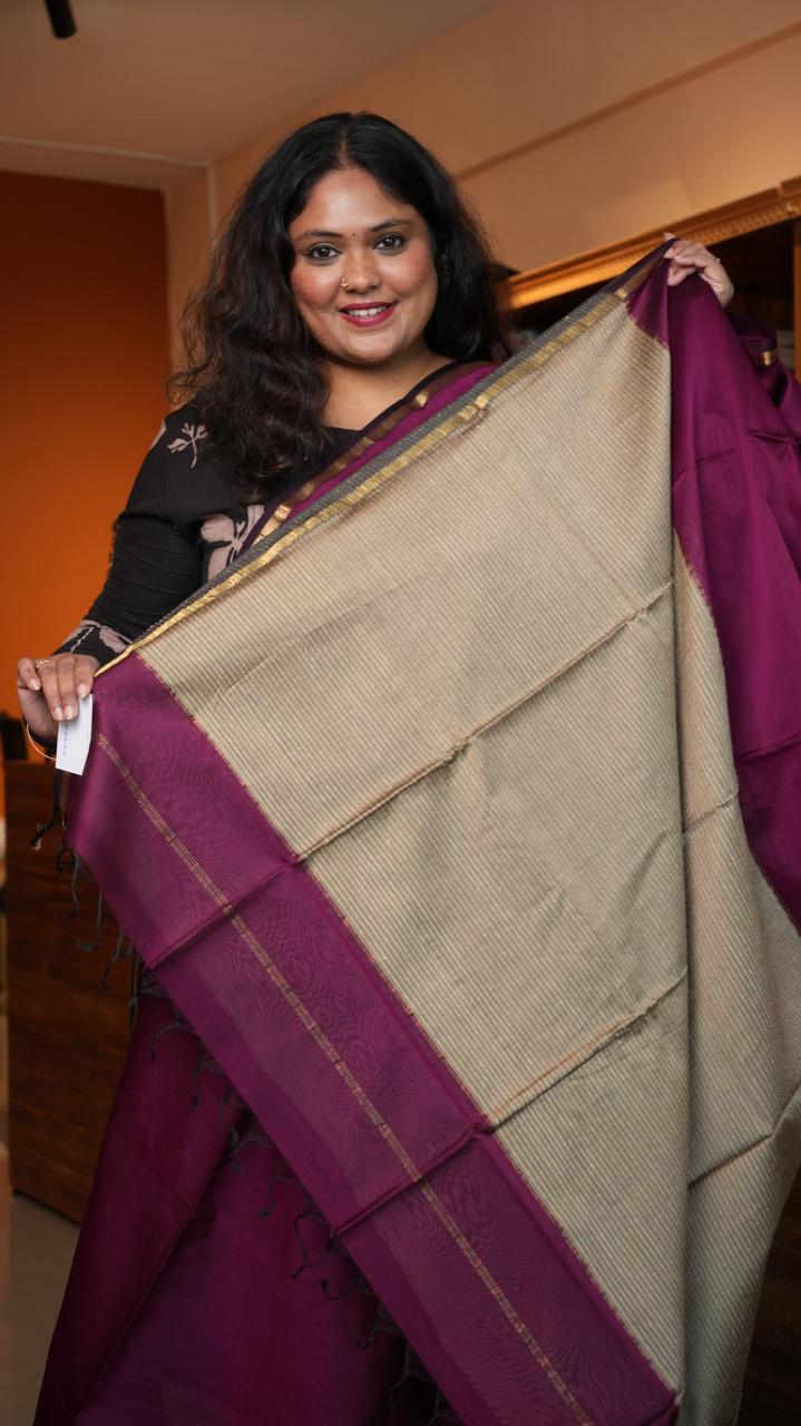 Maheshwari Small Border Jute Pallu Sarees -05-08-03-02 (AMARNATH)