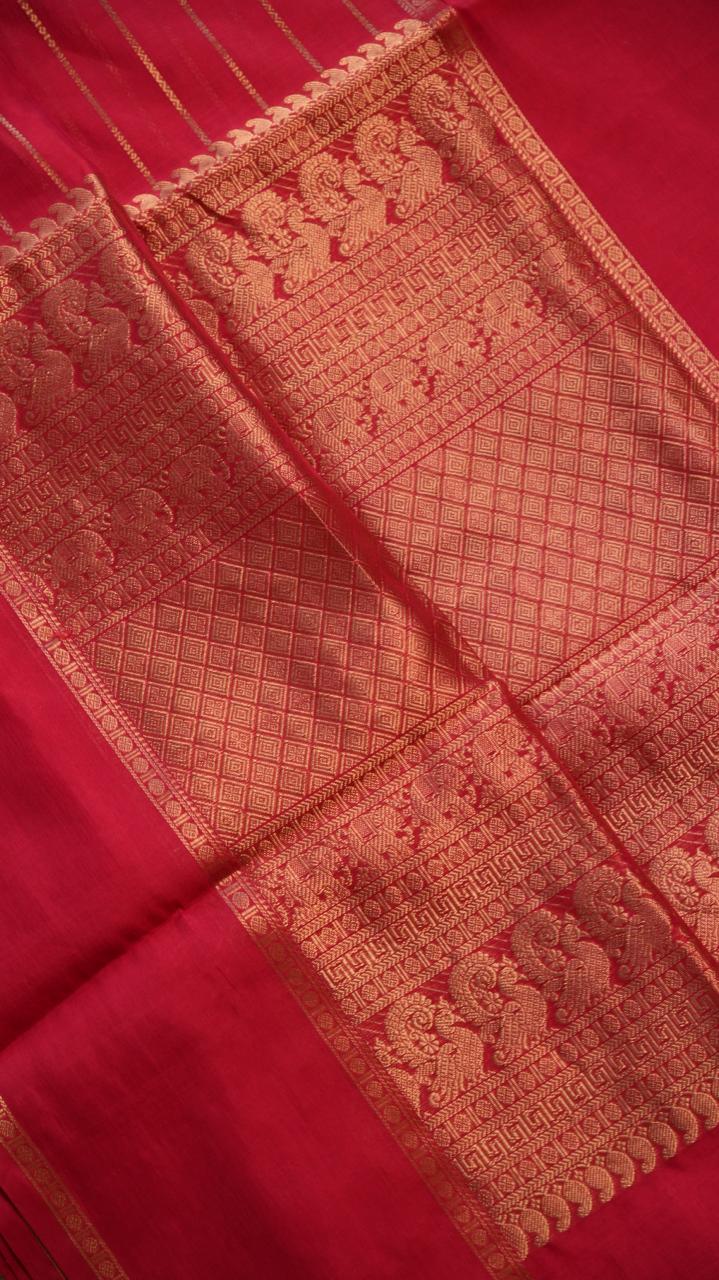 Kanchivaram Pure Silk Cotton Saree -01-08-07-01 (CRANBERRY AMBER)