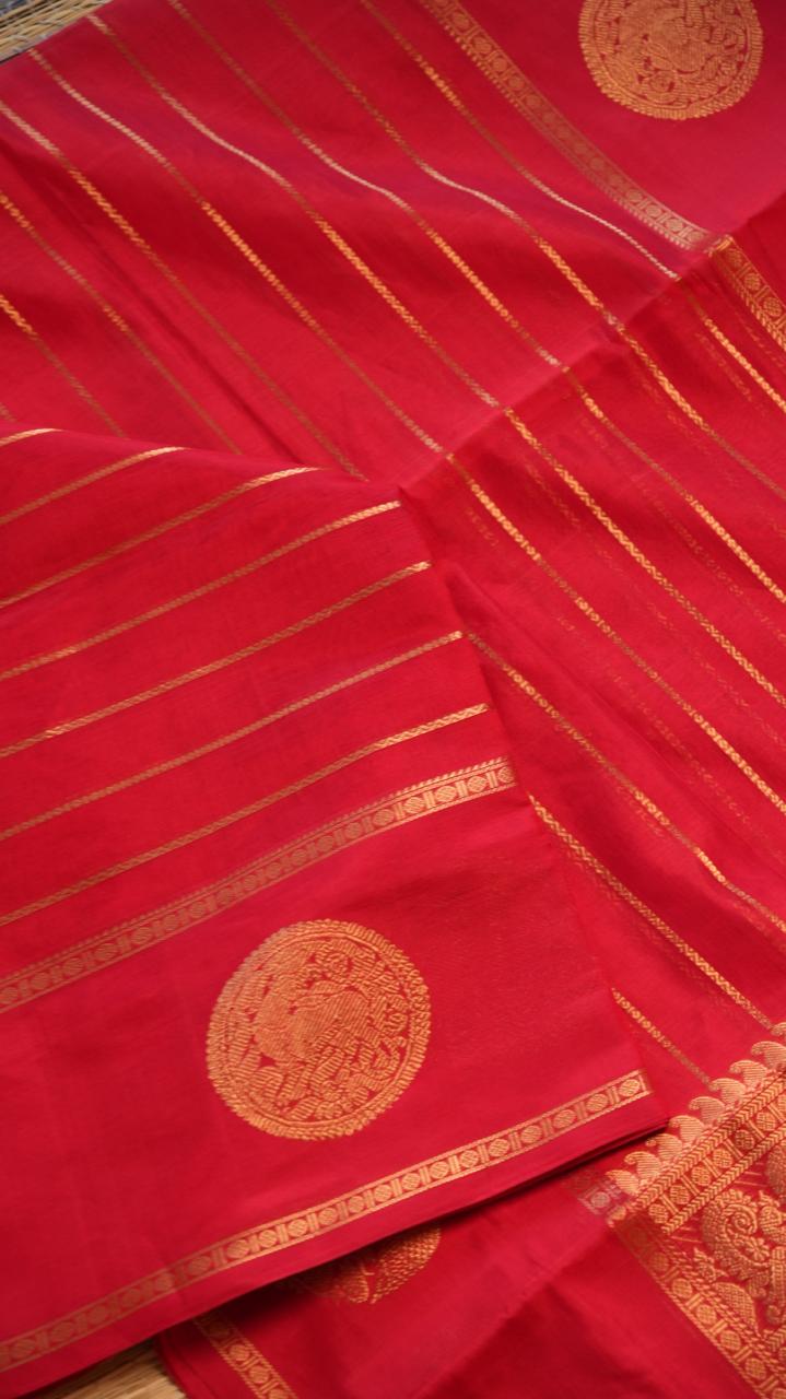 Kanchivaram Pure Silk Cotton Saree -01-08-07-01 (CRANBERRY AMBER)