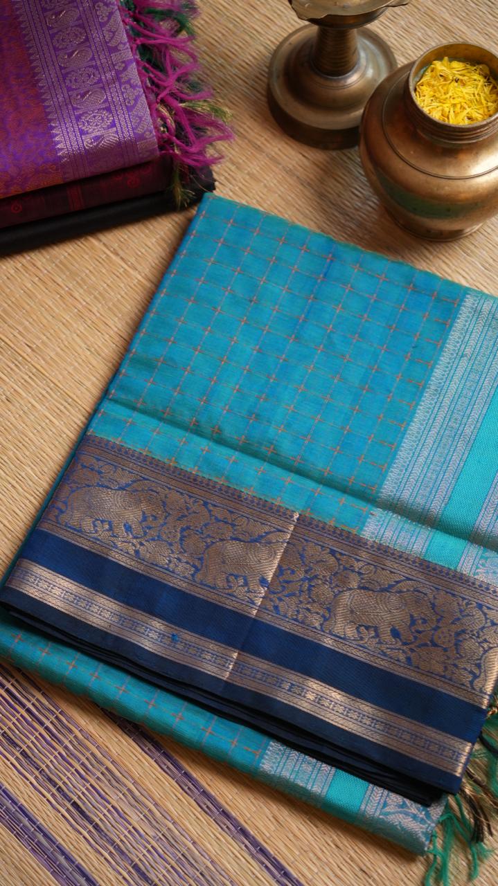 Kanchivaram Pure Silk Cotton Saree -01-08-06-05 (RAMAR NEELAM)