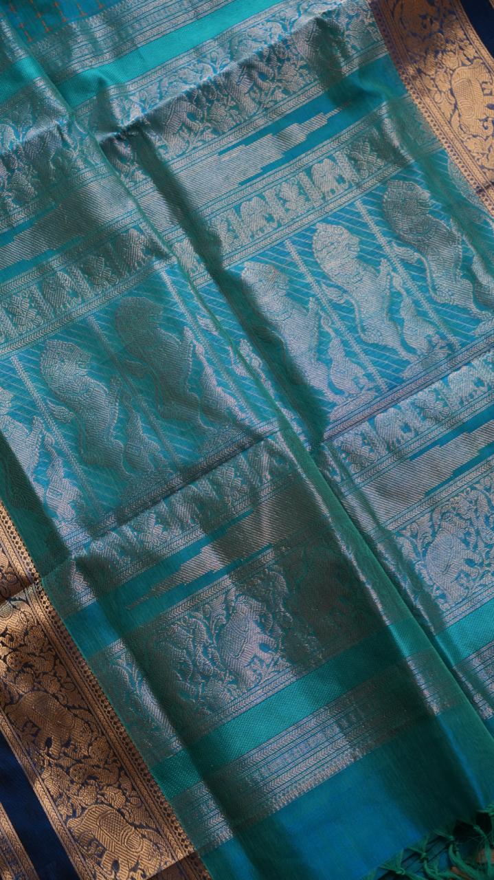 Kanchivaram Pure Silk Cotton Saree -01-08-06-05 (RAMAR NEELAM)