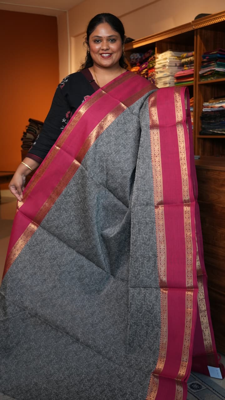 Kanchivaram Pure Silk Saree Cotton - 01-08-11-03 (PENCIL PINK)