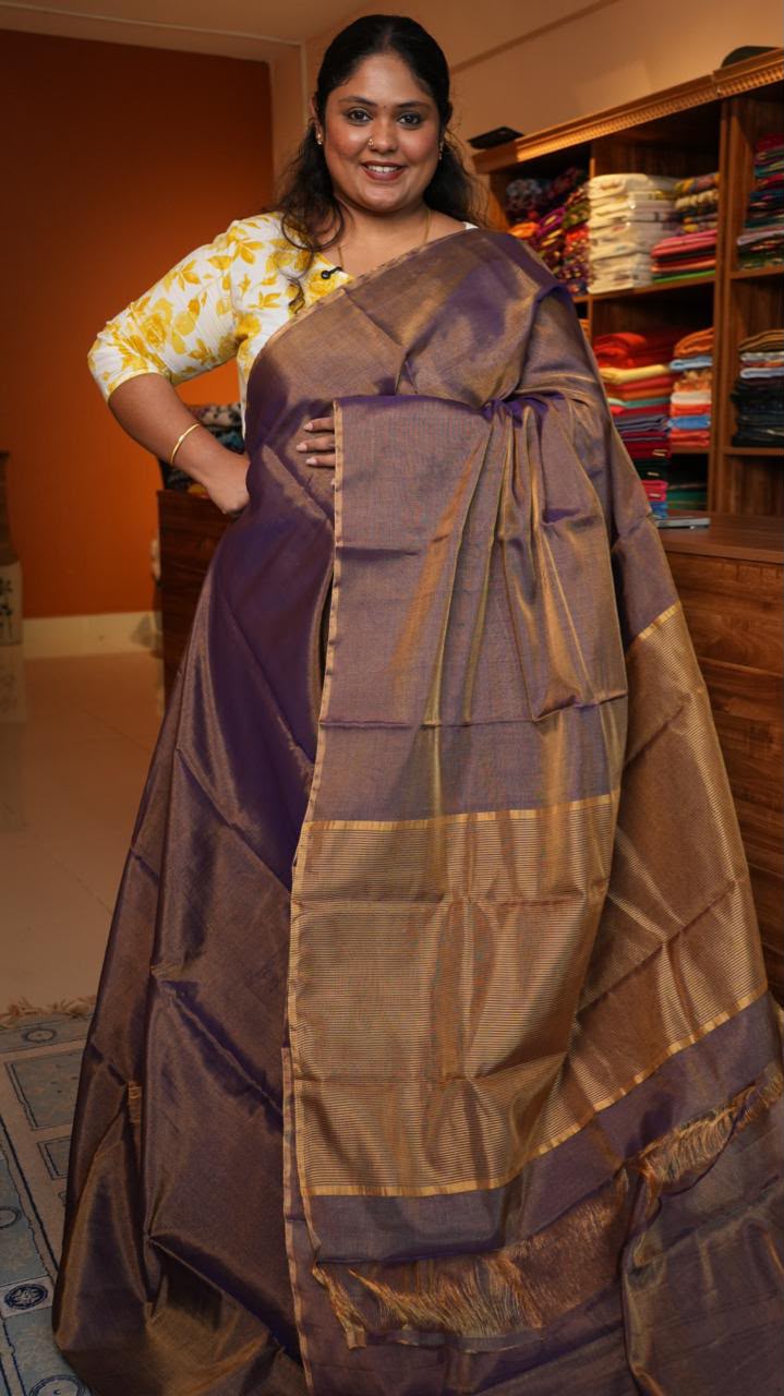 Chanderi Pure Silk Tissue Saree -51-08-04-02 (JAMUNI SHAAM)