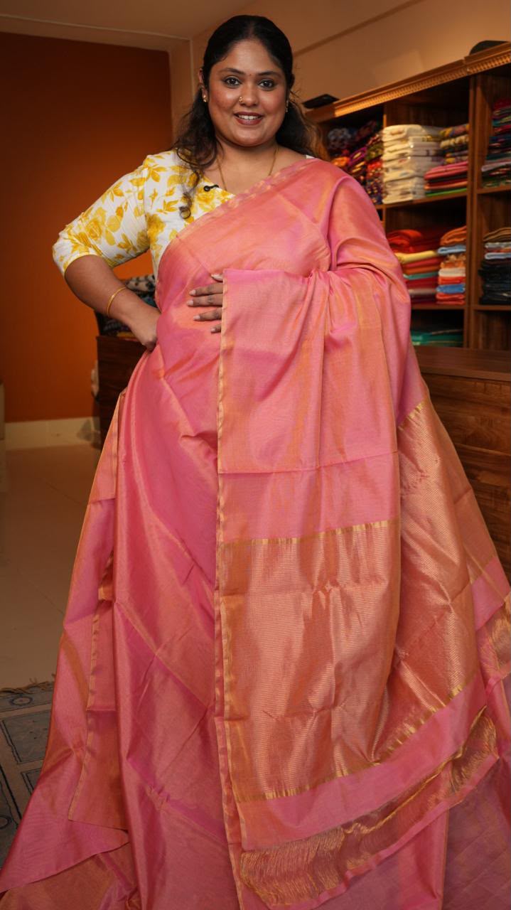 Chanderi Pure Silk Tissue Saree -51-08-04-03 (TARNAB GULABI)