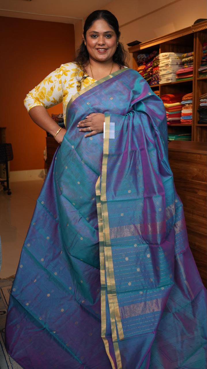 Chanderi Pure Silk Cotton Saree -51-08-05-02 (NEEL SHABNAM)