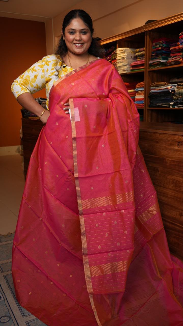 Chanderi Pure Silk Cotton Saree -51-08-05-03 (SURAKH GULABI)