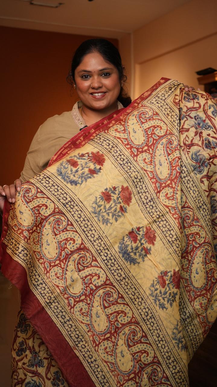 Chanderi Sanganeri Prints Saree - 05-08-01-01 (BLUE MEADOW)