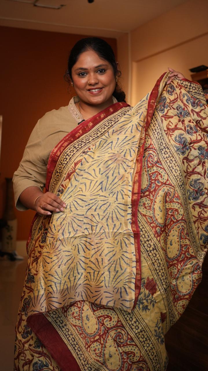 Chanderi Sanganeri Prints Saree - 05-08-01-01 (BLUE MEADOW)