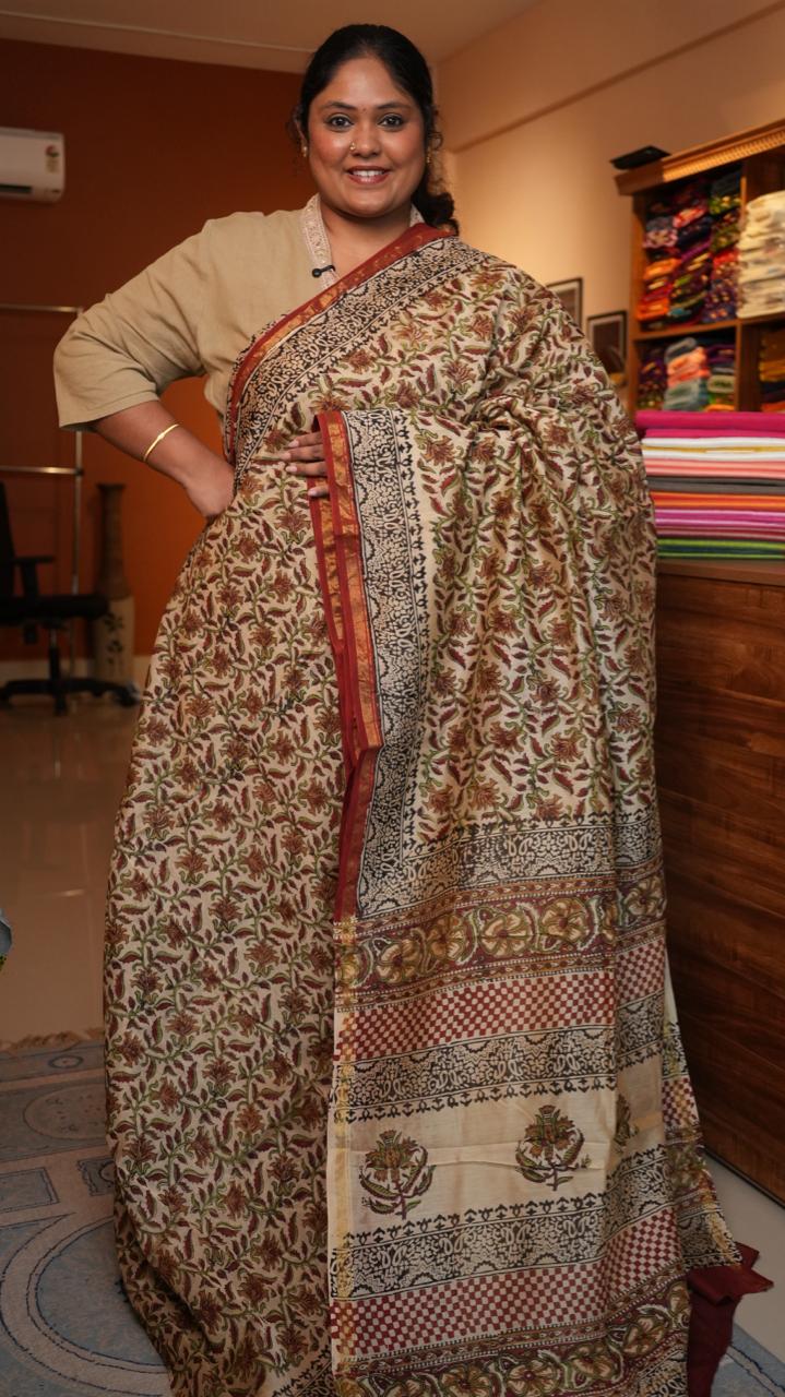 Chanderi Sanganeri Prints Saree - 05-08-01-06 (RUSTIC GARDEN)