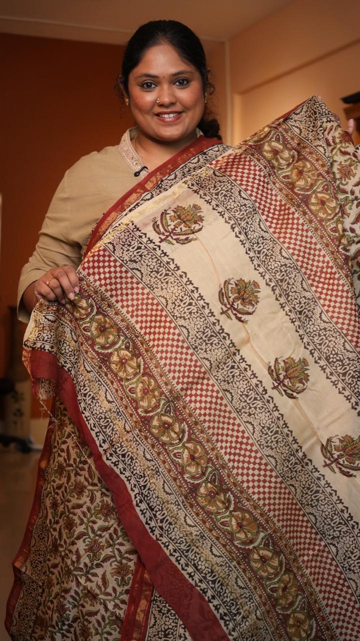 Chanderi Sanganeri Prints Saree - 05-08-01-06 (RUSTIC GARDEN)