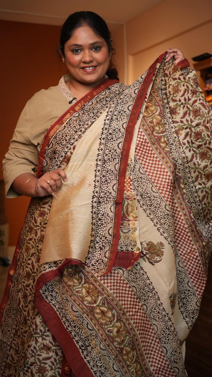 Chanderi Sanganeri Prints Saree - 05-08-01-06 (RUSTIC GARDEN)