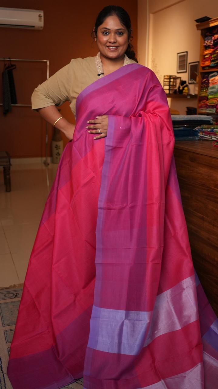 Mangalagiri Plain Silk Cotton Sarees -15-08-01-08 (BERRY MIST)