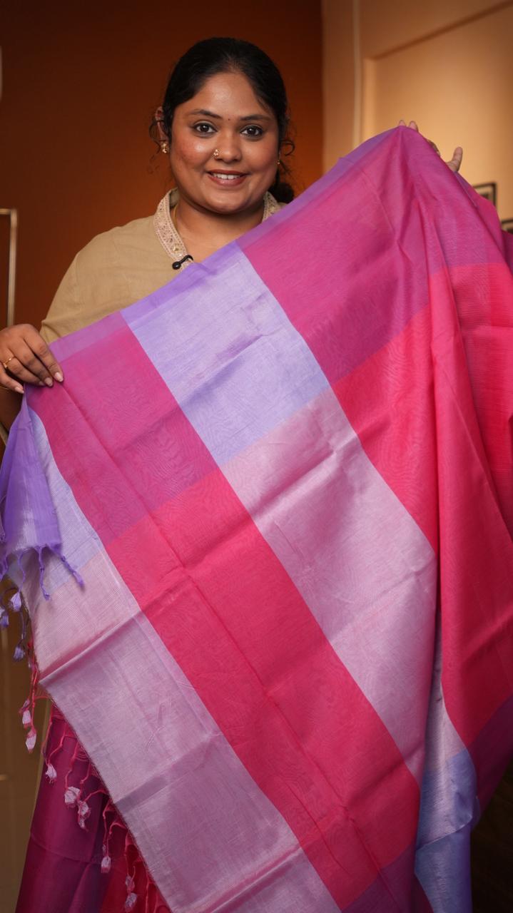 Mangalagiri Plain Silk Cotton Sarees -15-08-01-08 (BERRY MIST)