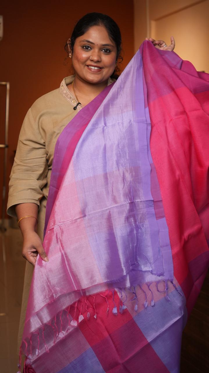 Mangalagiri Plain Silk Cotton Sarees -15-08-01-08 (BERRY MIST)