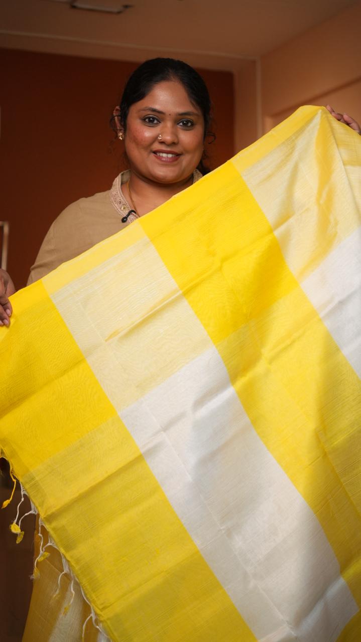 Mangalagiri Plain Silk Cotton Sarees -15-08-01-15 (LEMON PEARL)