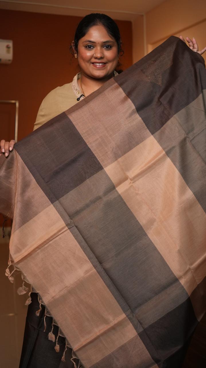 Mangalagiri Plain Silk Cotton Sarees -15-08-01-12 (COCOA MIST)