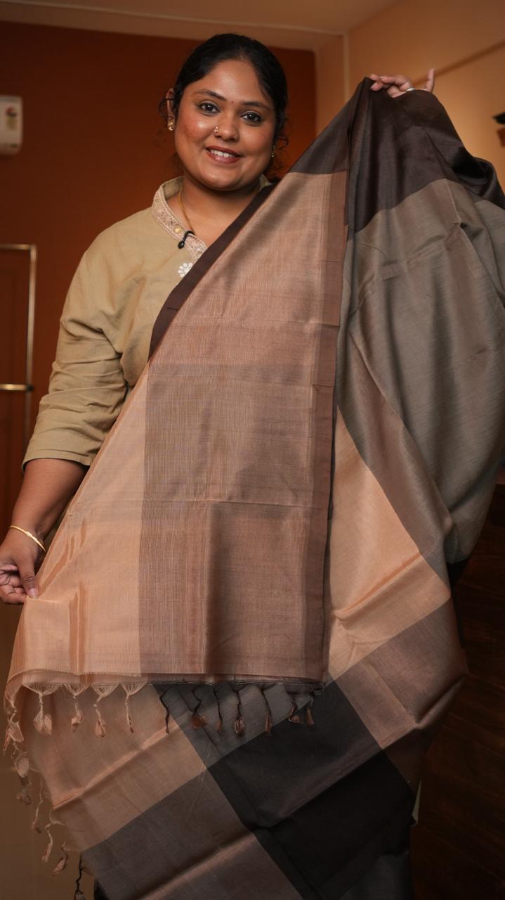 Mangalagiri Plain Silk Cotton Sarees -15-08-01-12 (COCOA MIST)