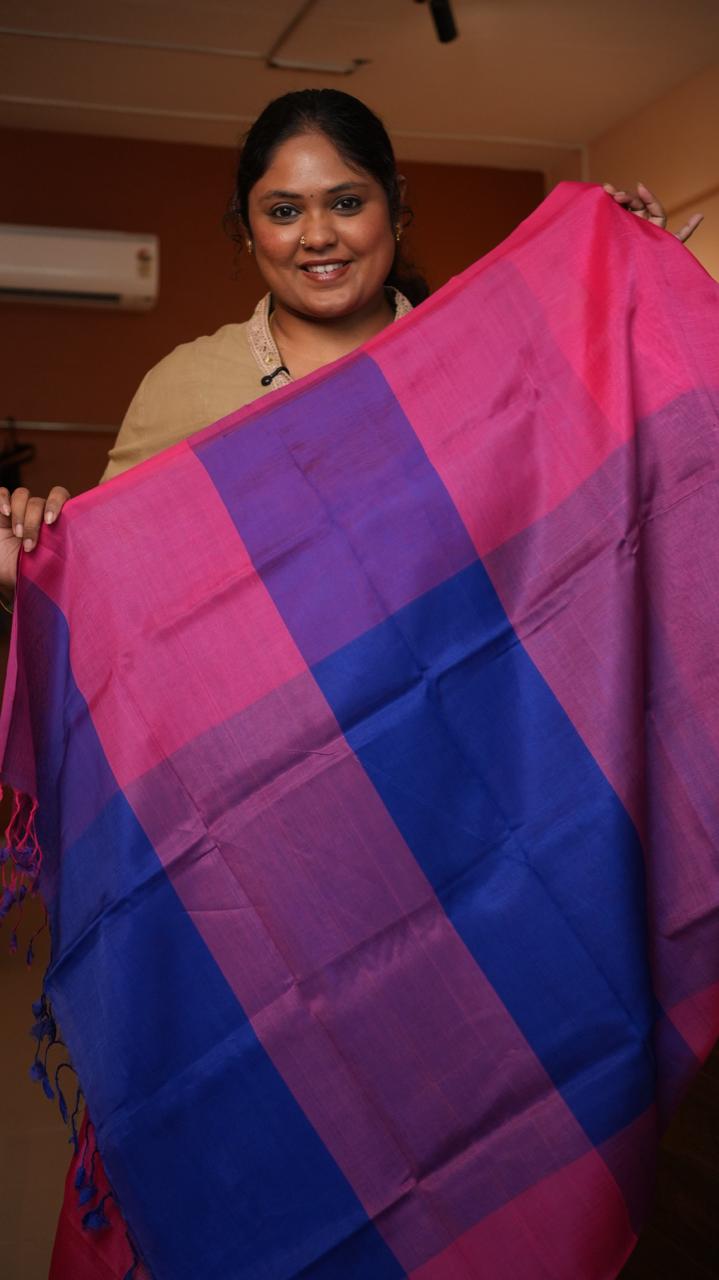 Mangalagiri Plain Silk Cotton Sarees -15-08-01-06 (ROSY PLUM)