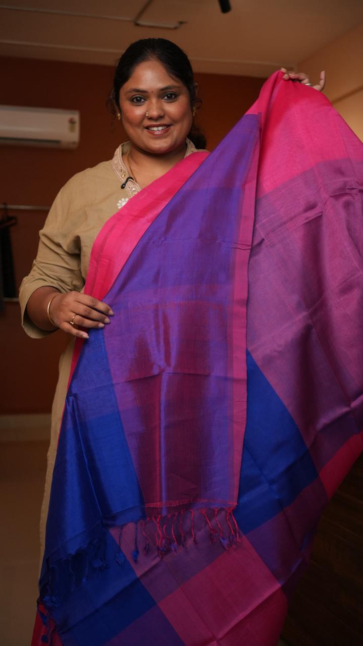 Mangalagiri Plain Silk Cotton Sarees -15-08-01-06 (ROSY PLUM)