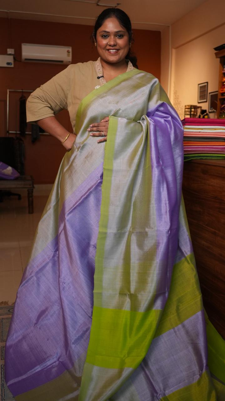 Mangalagiri Plain Silk Cotton Sarees -15-08-01-10 (LILAC SAGE)