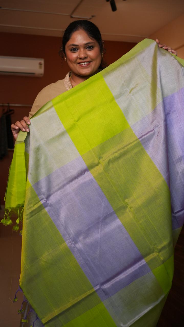Mangalagiri Plain Silk Cotton Sarees -15-08-01-10 (LILAC SAGE)