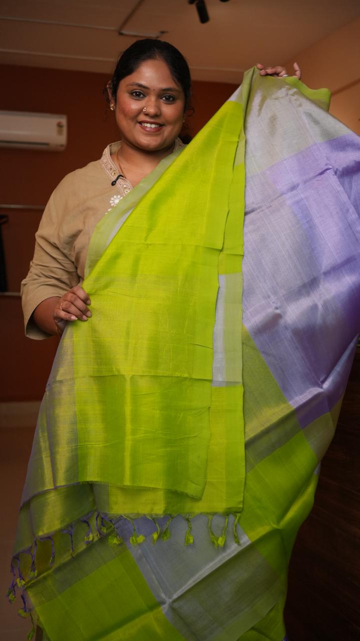 Mangalagiri Plain Silk Cotton Sarees -15-08-01-10 (LILAC SAGE)