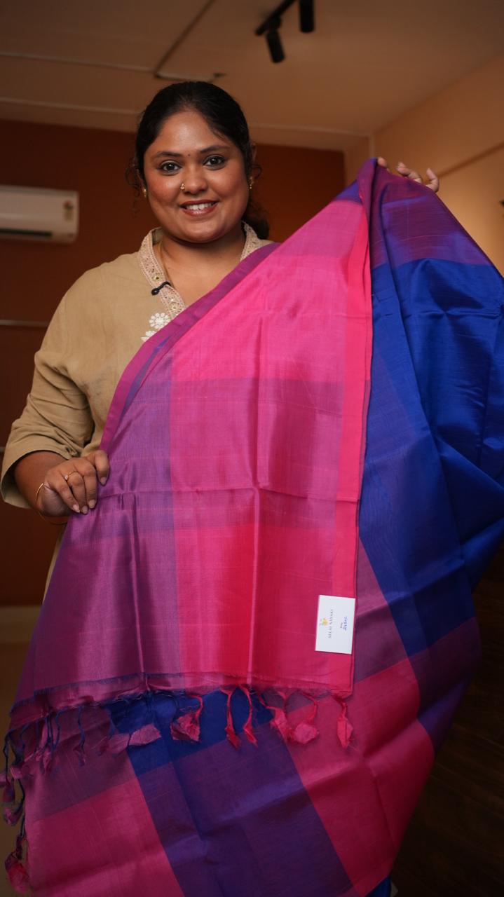 Mangalagiri Plain Silk Cotton Sarees -15-08-01-09 (BLUEBERRY PLUM)